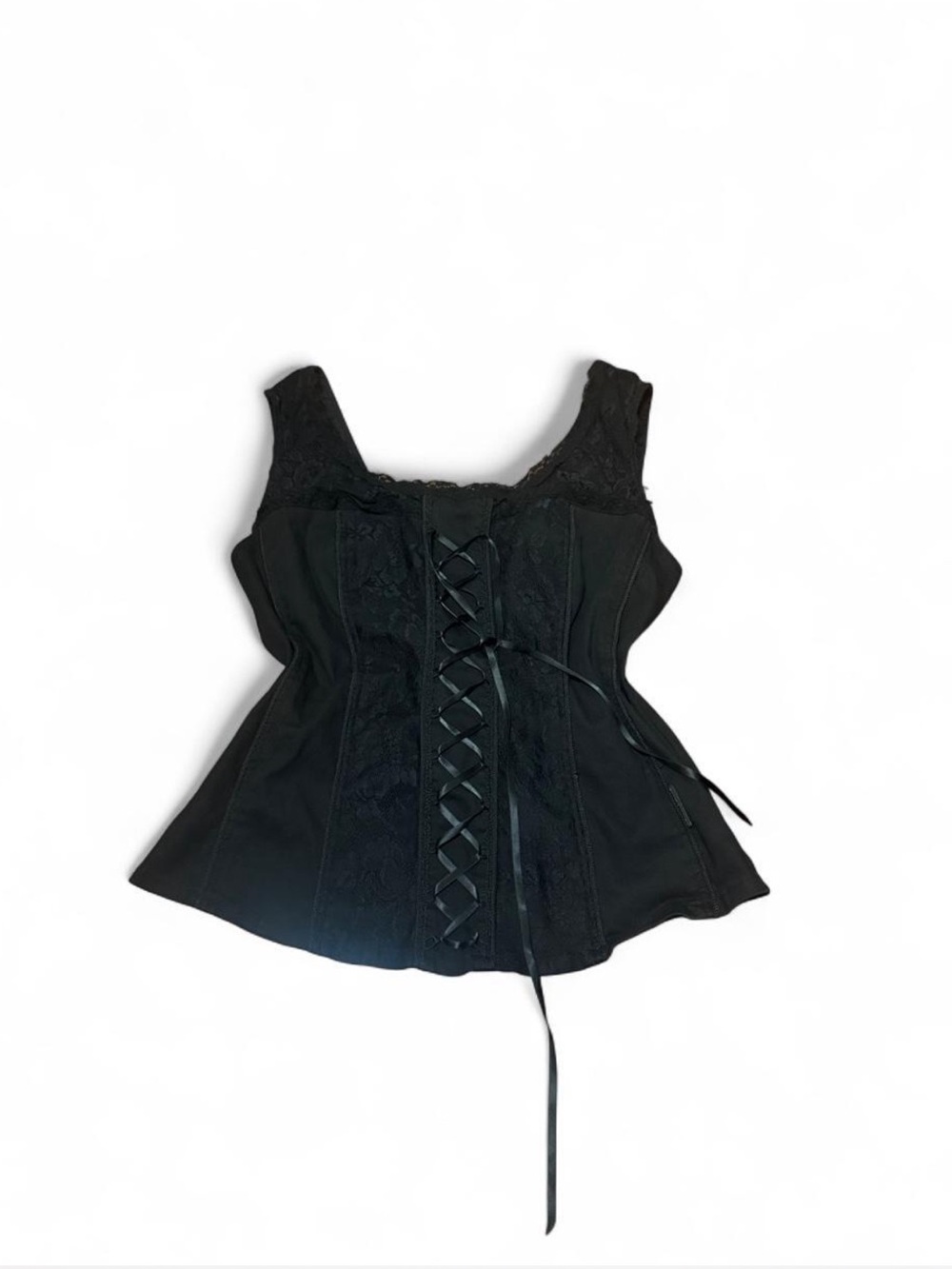 Tripp NYC Black Lace-Up Corset Tank